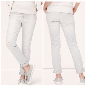 Loft Distressed Stripe Relaxed Skinny Jeans